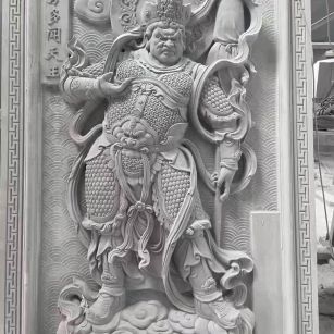 绥化 芝麻灰花岗岩人物雕刻——多闻天王