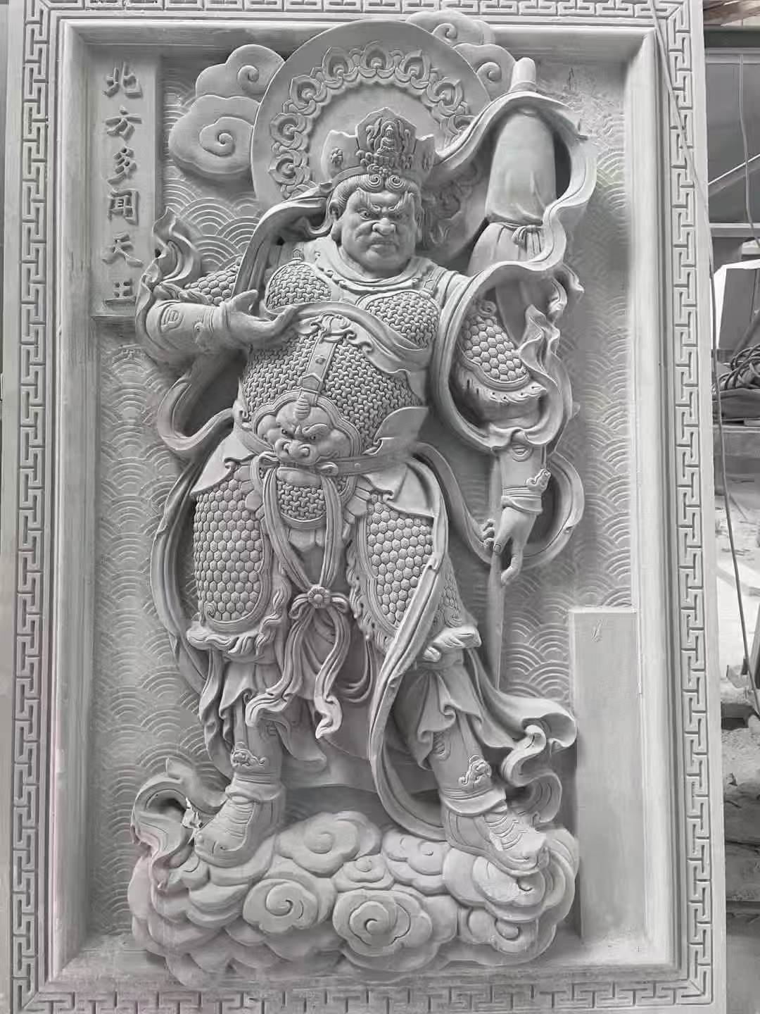 绥化 芝麻灰花岗岩人物雕刻——多闻天王